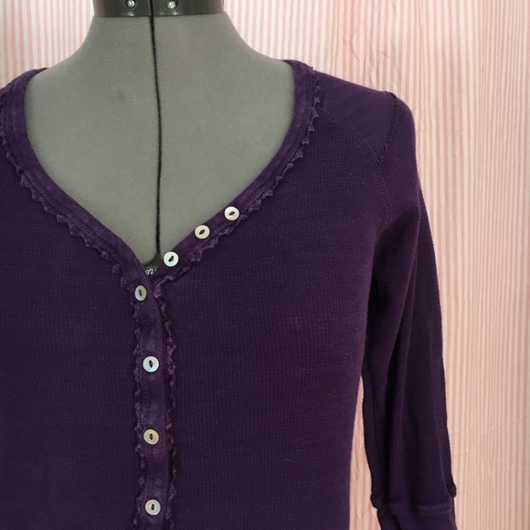 Purple Selena Gomez v-Neck Henley - Picture 2 of 6